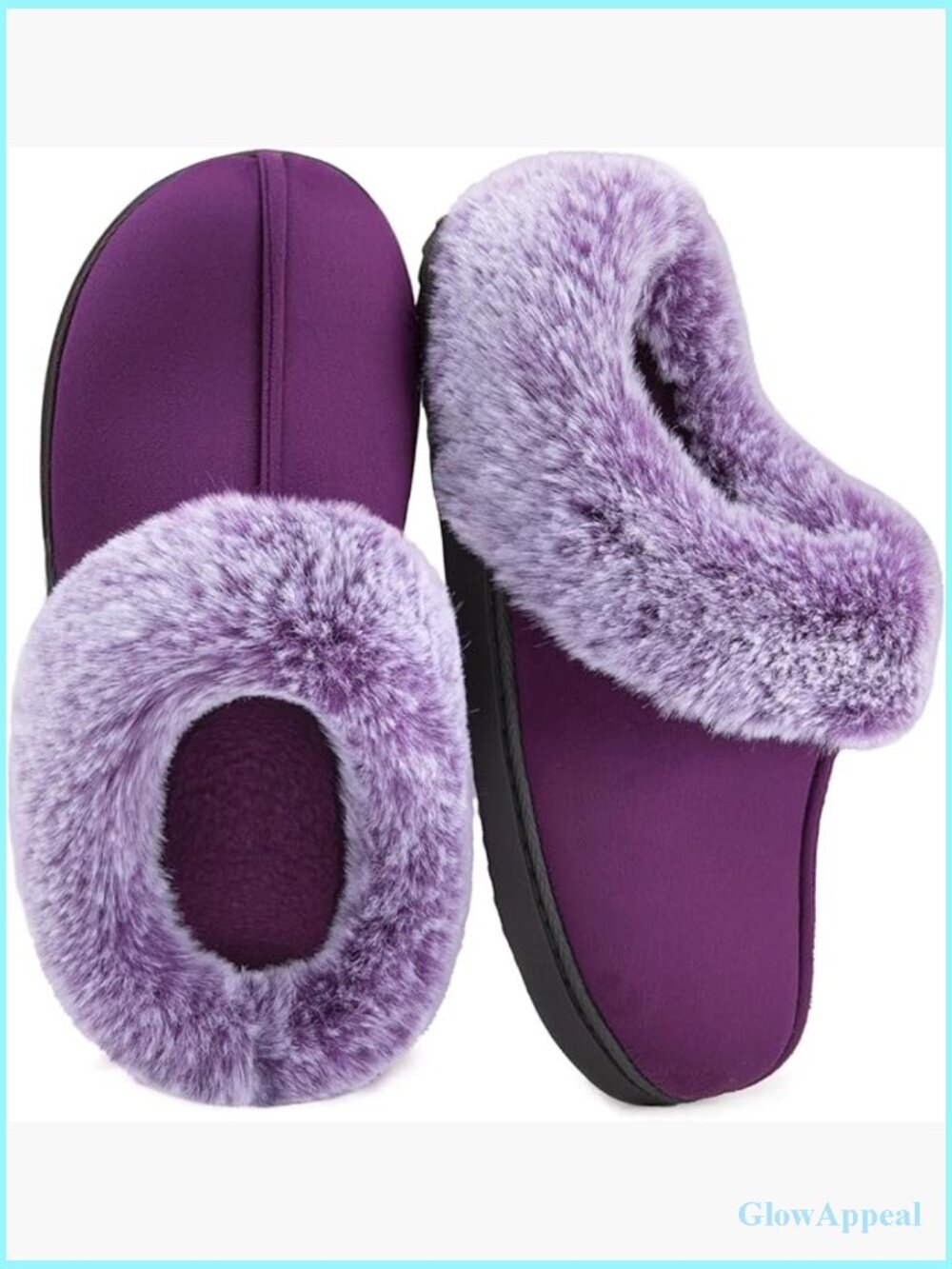 Women's Microsuede Memory Foam Slippers Durable Rubber Sole Faux Fur Collar